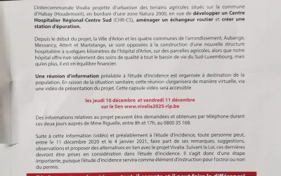 Nouvel Hôpital sur le site de Houdemont-RIP (Réunion d’Information Préalable) Vivalia c’est parti !